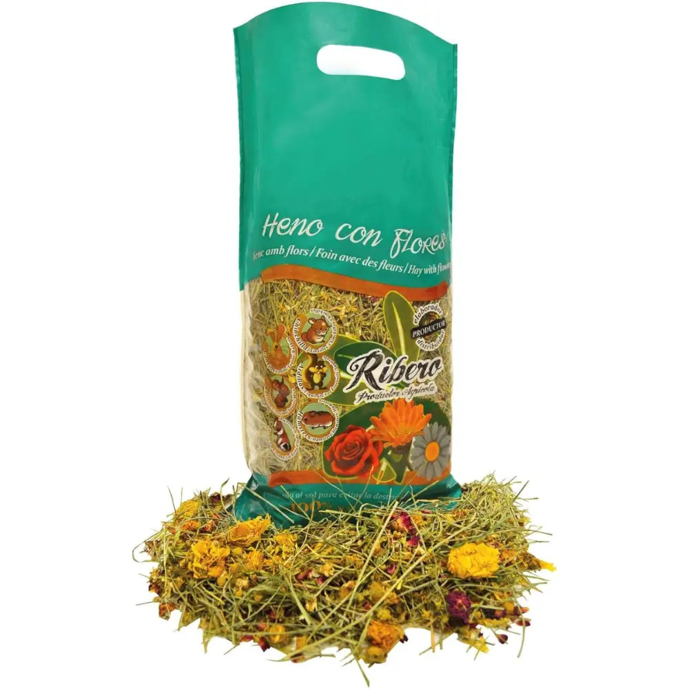Heno con Flores Ribero 500 g al mejor precio -todoastorenimal.com