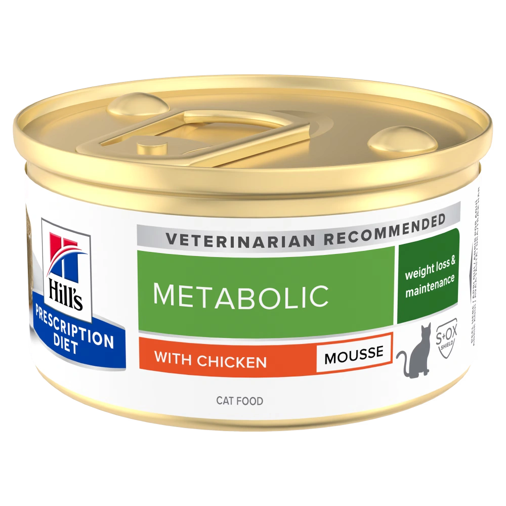 Hill's Prescription Diet Feline Metabolic Mousse Pollo Comida Húmeda para Gatos 85g (Control de Peso) al mejor precio -todoastorenimal.com