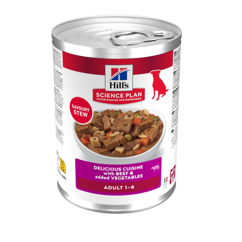 Hill's Science Plan Adult Estofado con Vacuno y Verduras Lata Húmeda para Perros al mejor precio -todoastorenimal.com