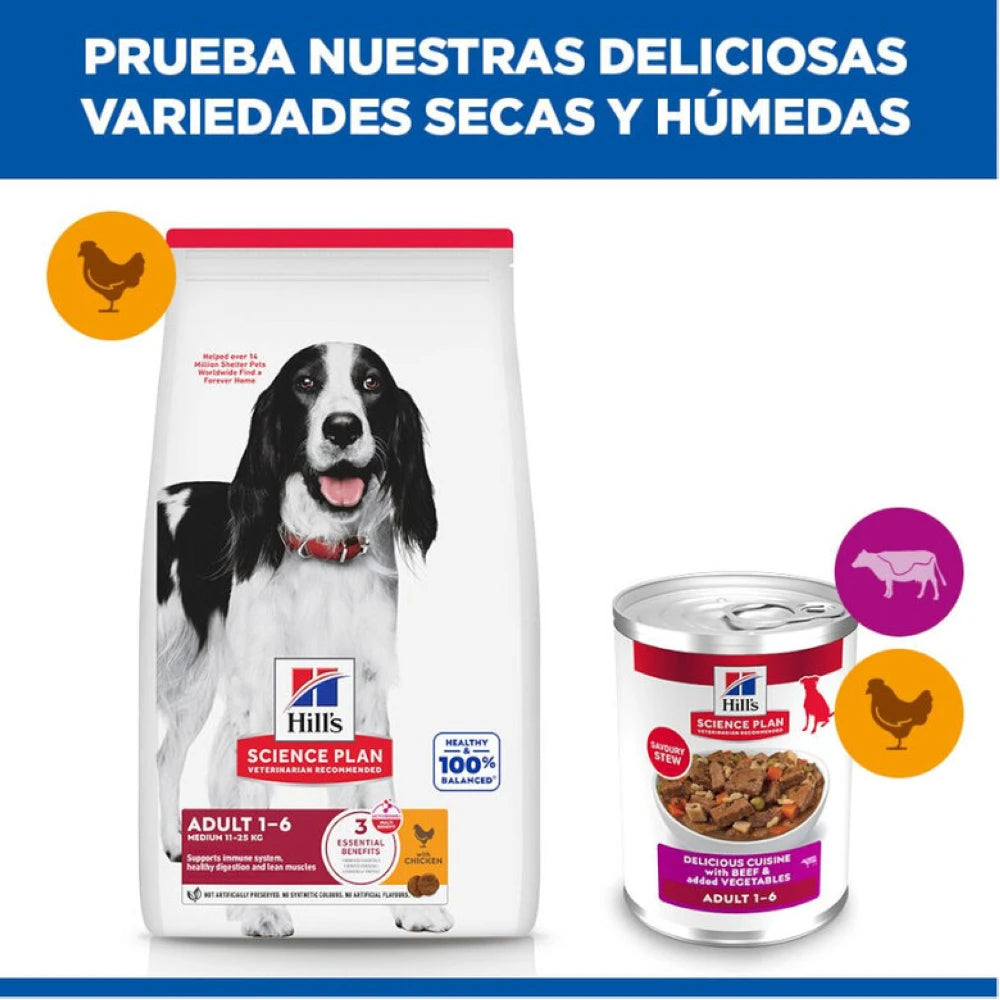 Hill's Science Plan Adult Estofado con Vacuno y Verduras Lata Húmeda para Perros al mejor precio -todoastorenimal.com