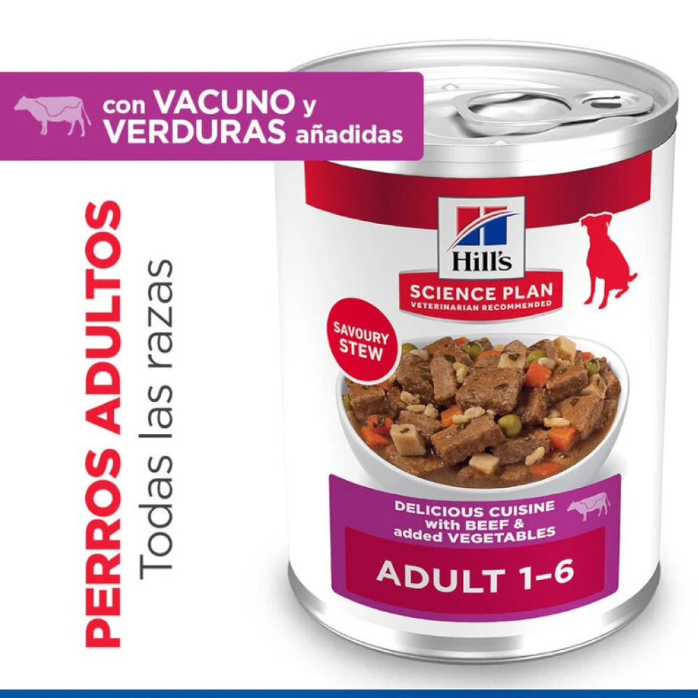 Hill's Science Plan Adult Estofado con Vacuno y Verduras Lata Húmeda para Perros al mejor precio -todoastorenimal.com