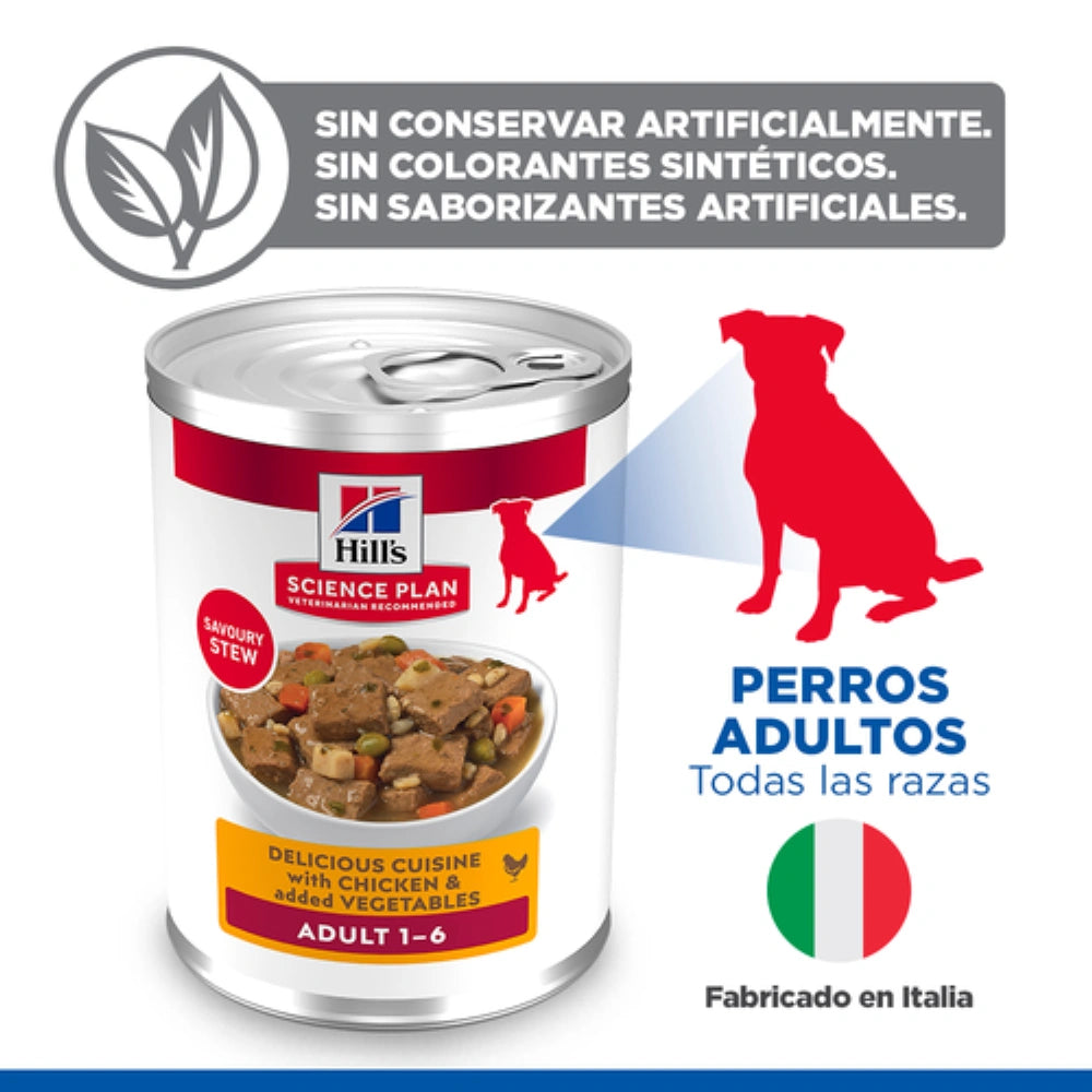 Hill's Science Plan Canine Adult Estofado con Pollo y Verduras Comida Húmeda para Perros 363g al mejor precio -todoastorenimal.com