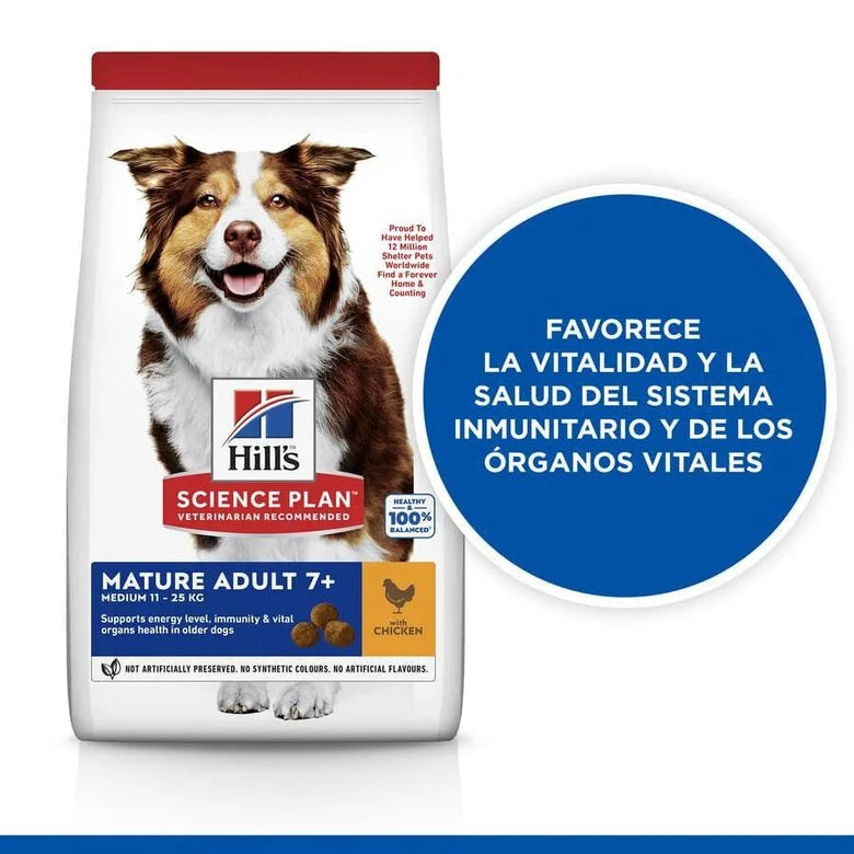 Hill's Science Plan Mature Adult 7+ Medium Pollo Pienso para Perros al mejor precio -todoastorenimal.com