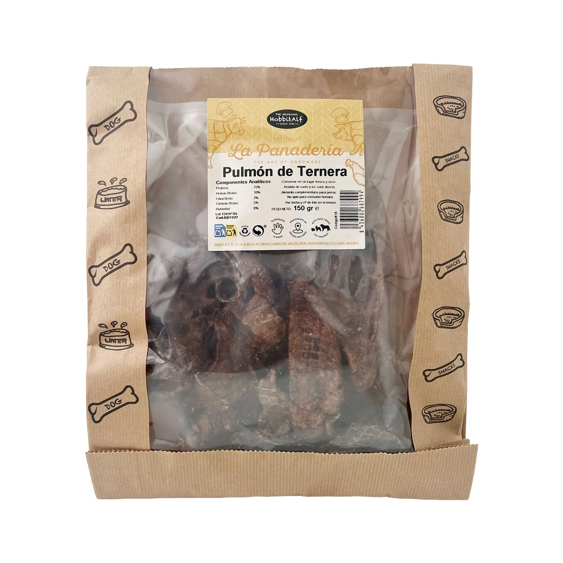 Hobbitalf Filete de Pulmón de Ternera Snack Natural para Perros al mejor precio -todoastorenimal.com