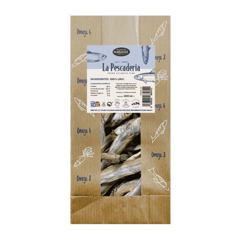 Hobbitalf La Pescadería Lirio 200 g Snack 100% Natural para Perros al mejor precio -todoastorenimal.com