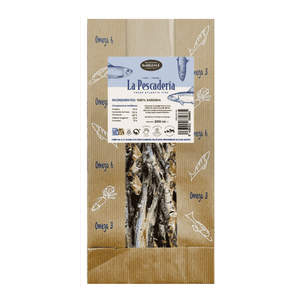 Hobbitalf La Pescadería Sardina 200 g Snack 100% Natural para Perros al mejor precio -todoastorenimal.com