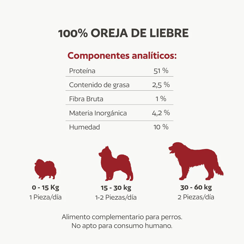 Hobbitalf Orejas de Liebre 3 uds Snack Natural para Perros al mejor precio -todoastorenimal.com