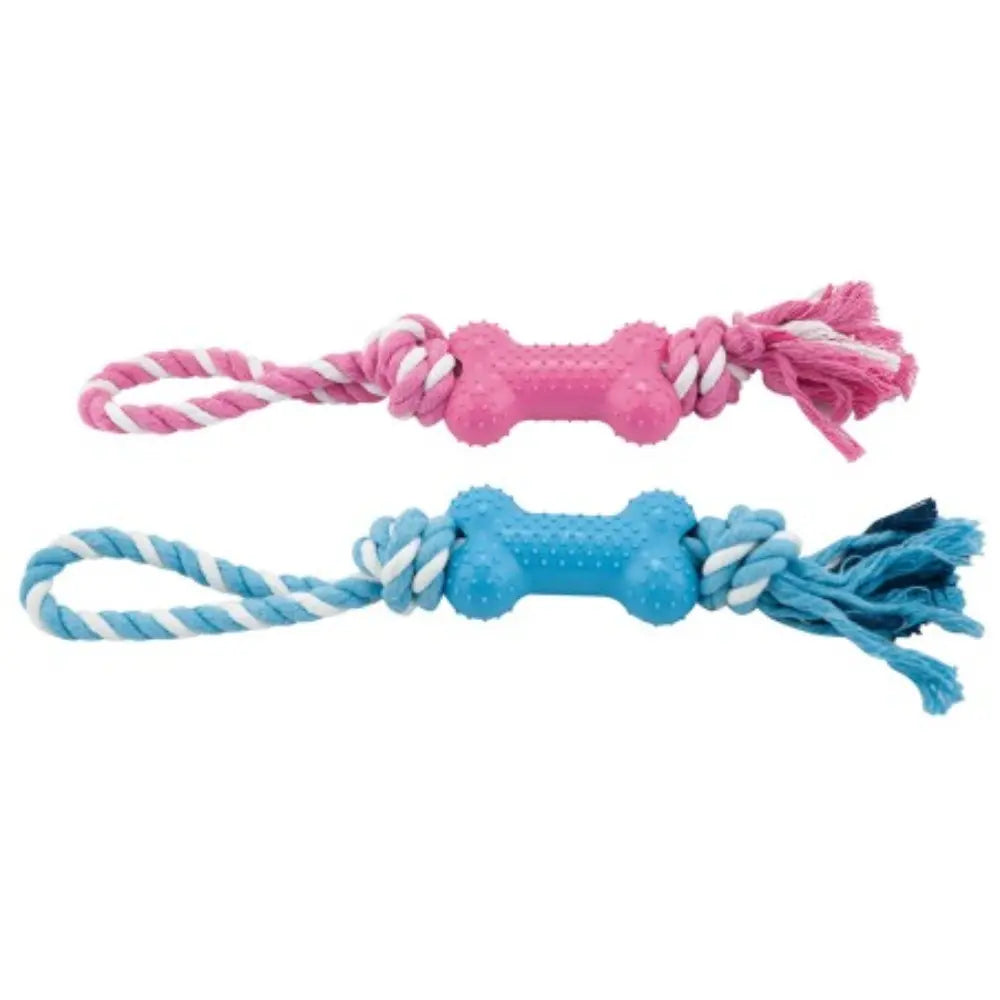 Juguete Perro Hueso Vertical con Cuerda Bicolor 32 cm al mejor precio -todoastorenimal.com