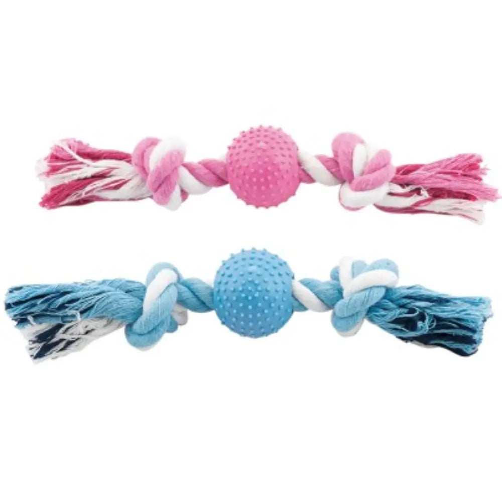 Juguete Perro Pelota Pinchos En Cuerda Bicolor 23 cm al mejor precio -todoastorenimal.com