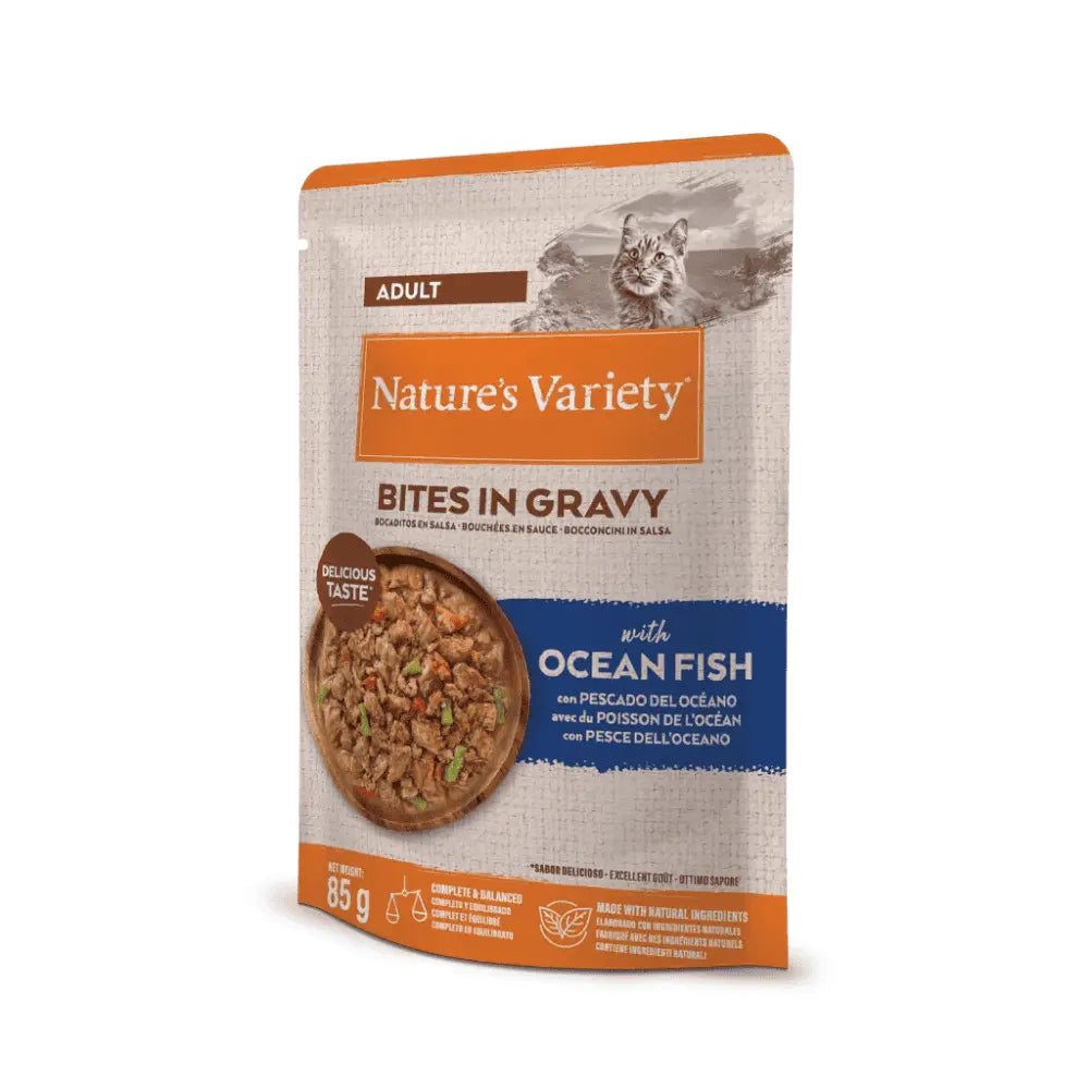Nature'S Variety Cat Bites Ocean Fish 85gr al mejor precio -todoastorenimal.com