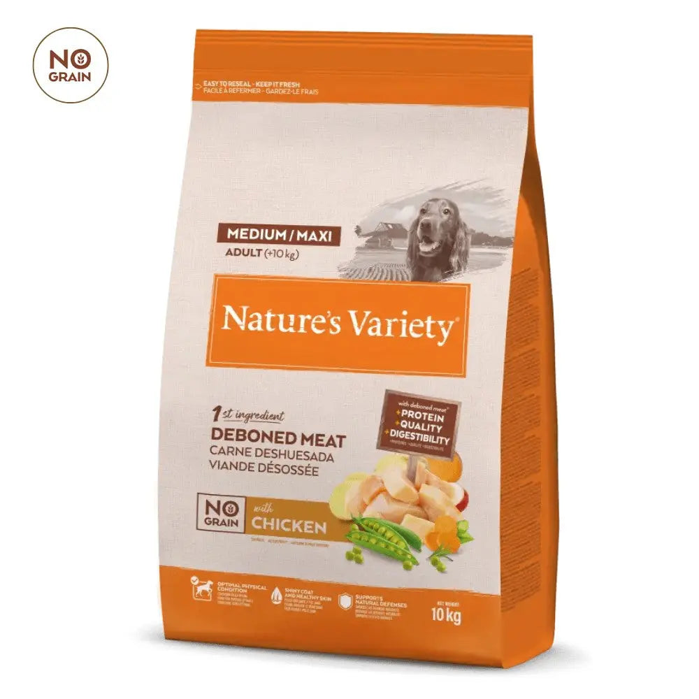 Nature'S Variety No Grain Adult Medium Maxi Pollo Pienso Sin Cereales para Perros al mejor precio -todoastorenimal.com