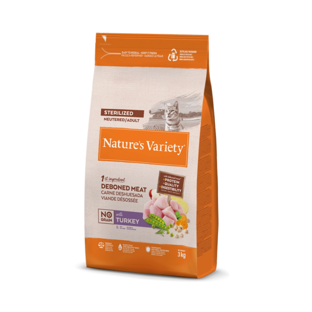 Nature's Variety Cat No Grain Sterilized Pavo Pienso para Gatos 3kg al mejor precio -todoastorenimal.com