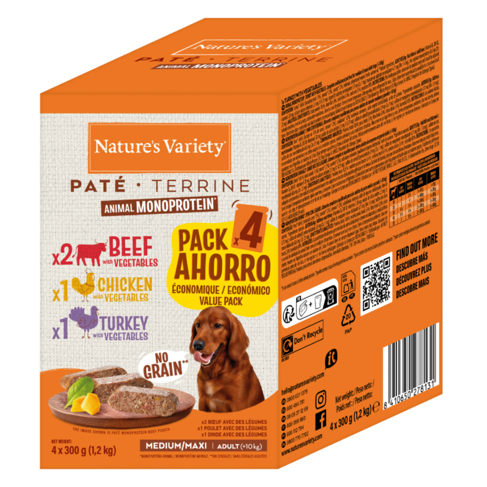Nature's Variety Original Paté Multipack Comida Húmeda para Perros al mejor precio -todoastorenimal.com