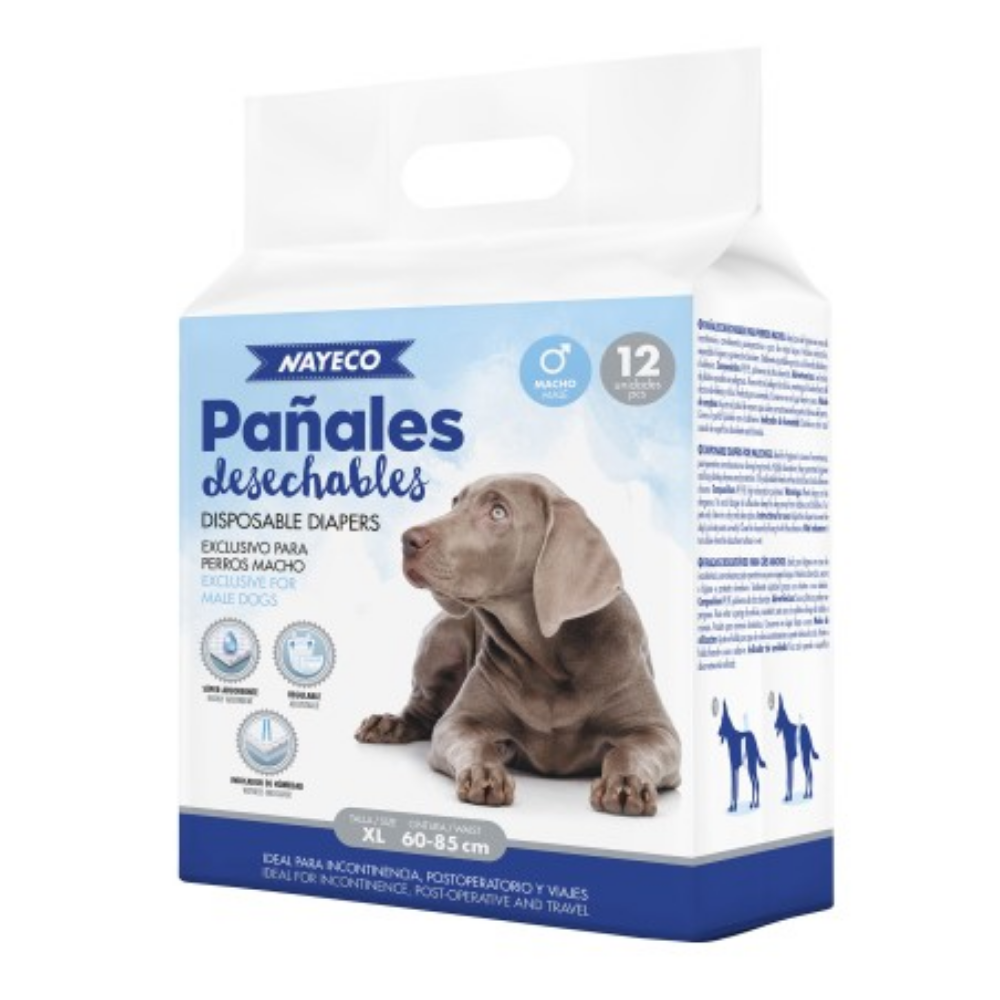 Nayeco Pañal Perro Macho XL (60-85 cm) 12Udes. al mejor precio -todoastorenimal.com