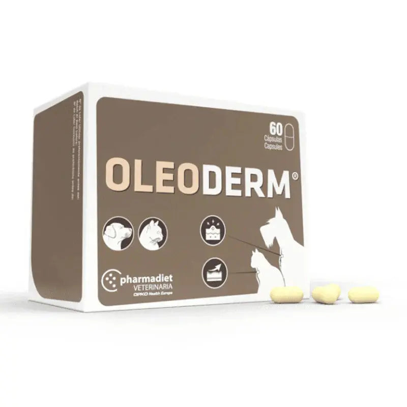 Oleoderm 60 Capsulas Alivia la Piel y Caída del Pelaje en Perros y Gatos NUTROFAR, S.L.