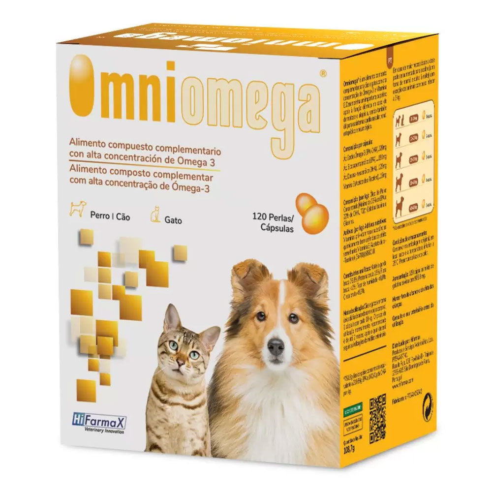 Omniomega Nutracéutico 120 cápsulas | Suplemento Alimenticio de Omega-3 para Perros y Gatos al mejor precio -todoastorenimal.com