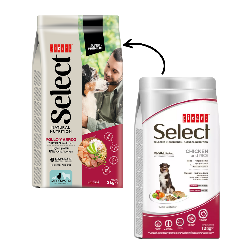 Picart Select Dog Medium Adult Chicken & Rice Pienso para Perros al mejor precio -todoastorenimal.com