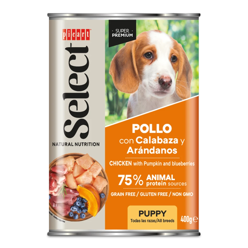 Picart Select Puppy Junior Pollo con Calabaza Lata Comida Húmeda para Cachorros al mejor precio -todoastorenimal.com