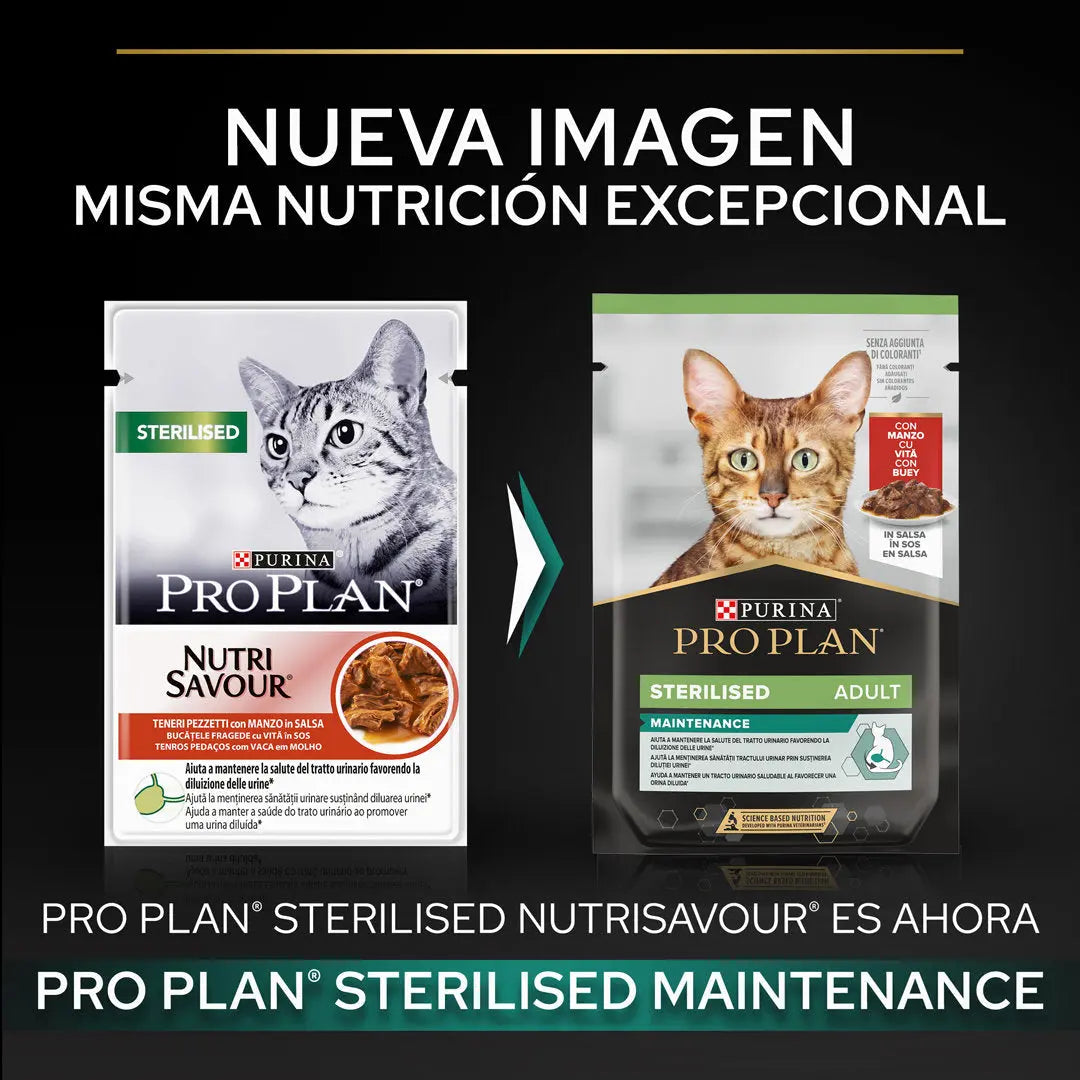 Pro Plan Cat Sobre Adult Sterilised Buey 85 g al mejor precio -todoastorenimal.com
