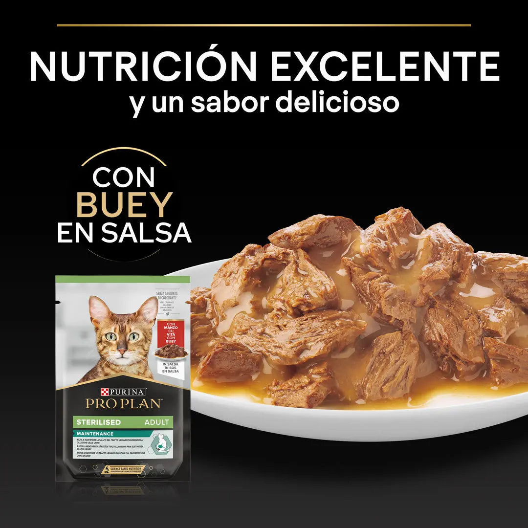 Pro Plan Cat Sobre Adult Sterilised Buey 85 g al mejor precio -todoastorenimal.com