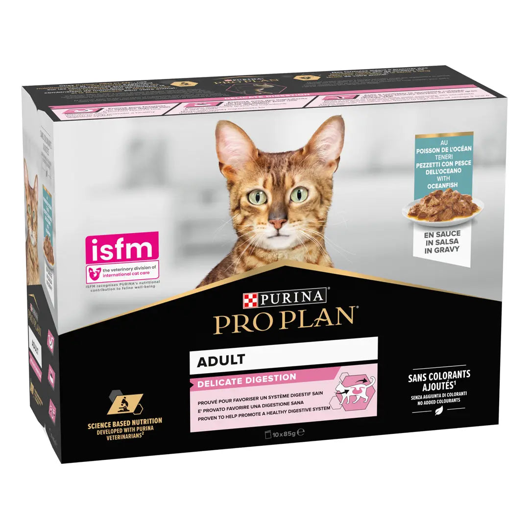 Pro Plan Cat Sobre Delicate Pescado Pack 10x85 g al mejor precio -todoastorenimal.com