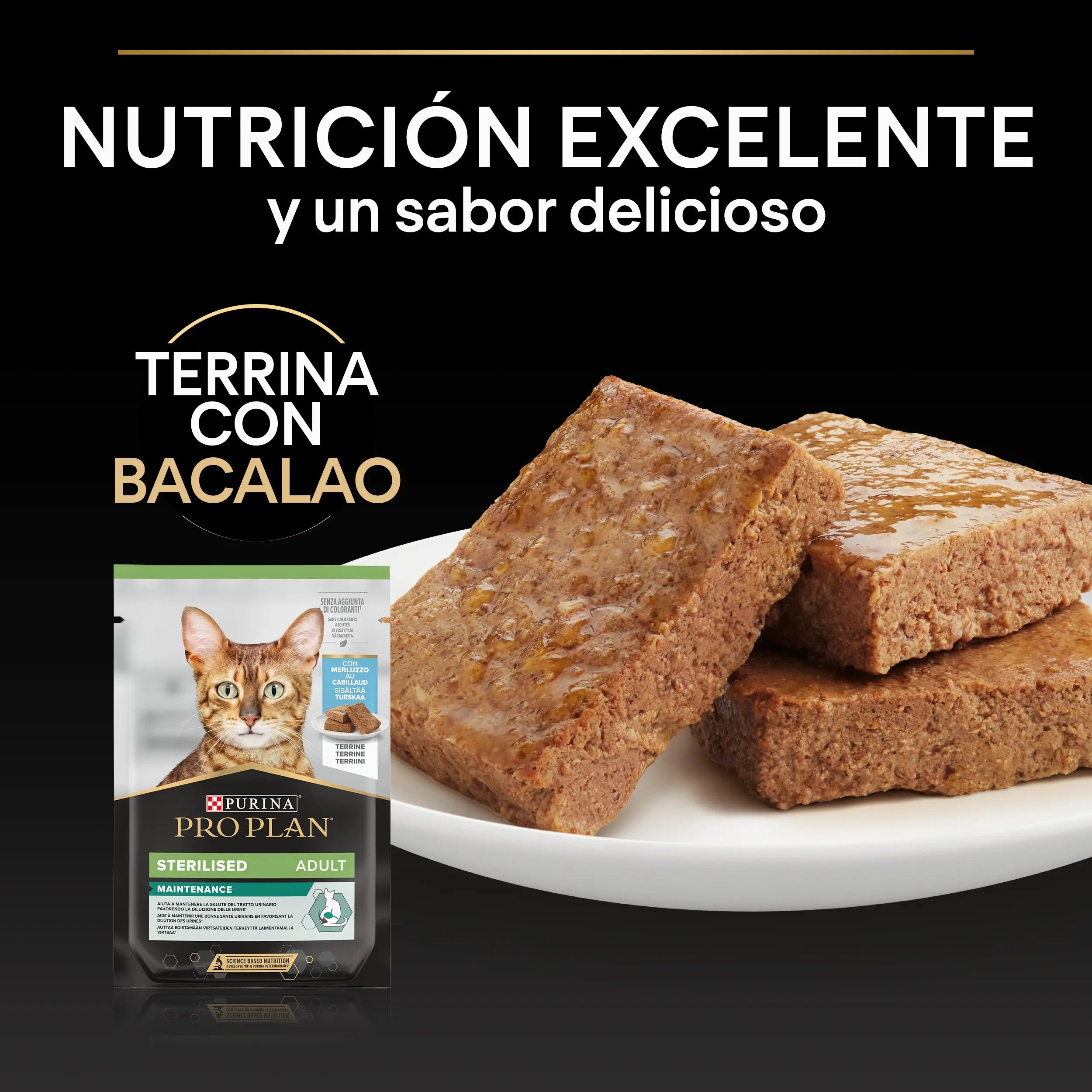 Pro Plan Cat Sobre Sterilised Bacalao Pack 10X75 g al mejor precio -todoastorenimal.com