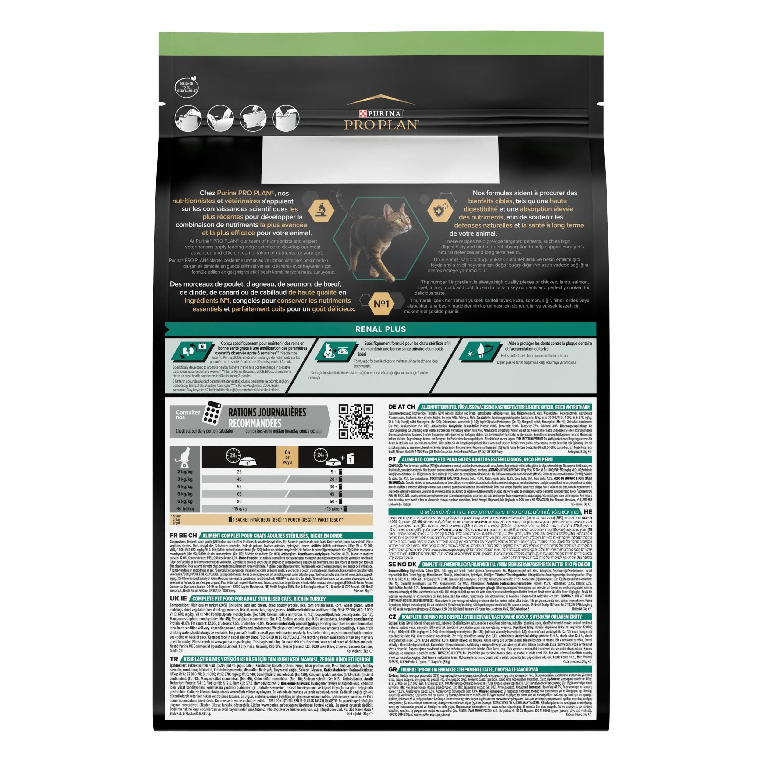 Pro Plan Cat Sterilized Adult Renal+ Pavo 3 kg al mejor precio -todoastorenimal.com