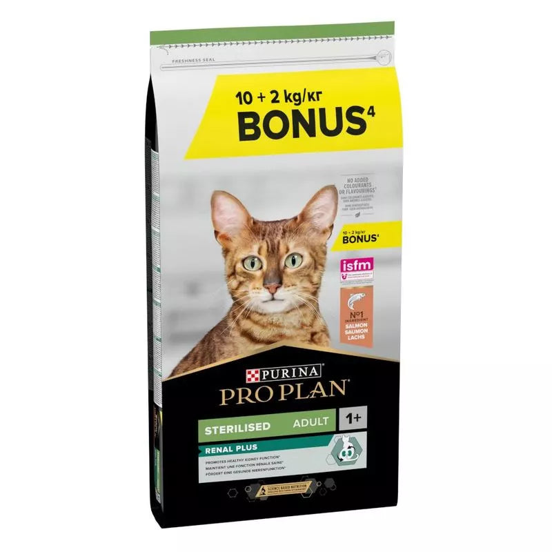 Pro Plan Cat Sterilized Adult Renal+ Salmón 10kg+2kg gratis al mejor precio -todoastorenimal.com