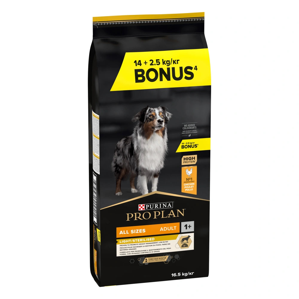 Pro Plan Dog AllSize Adult Light Sterilized Pollo 14kg+2,5kg gratis al mejor precio -todoastorenimal.com