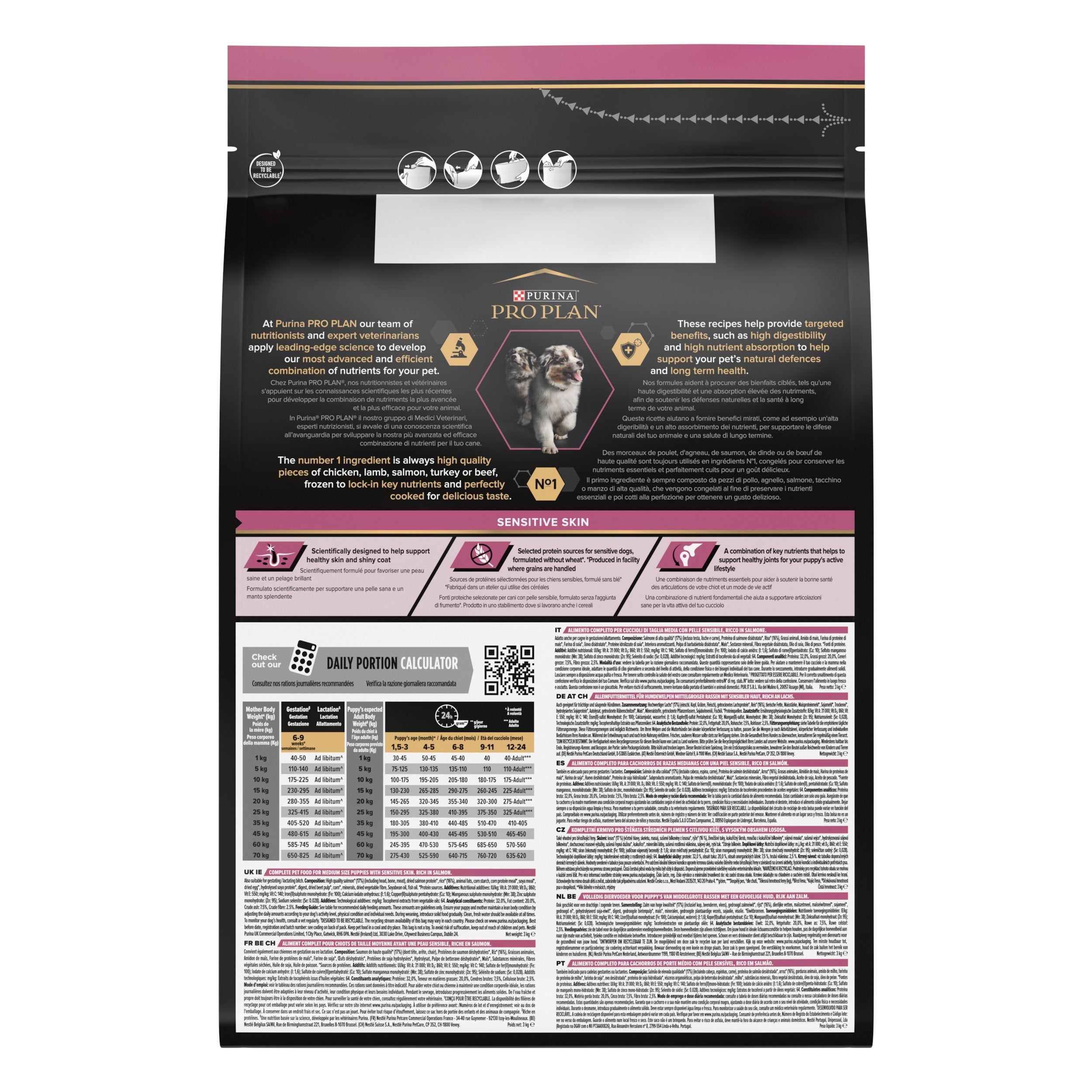 Pro Plan Dog Medium Puppy Sensitive Skin Salmón Pienso para Perros al mejor precio -todoastorenimal.com