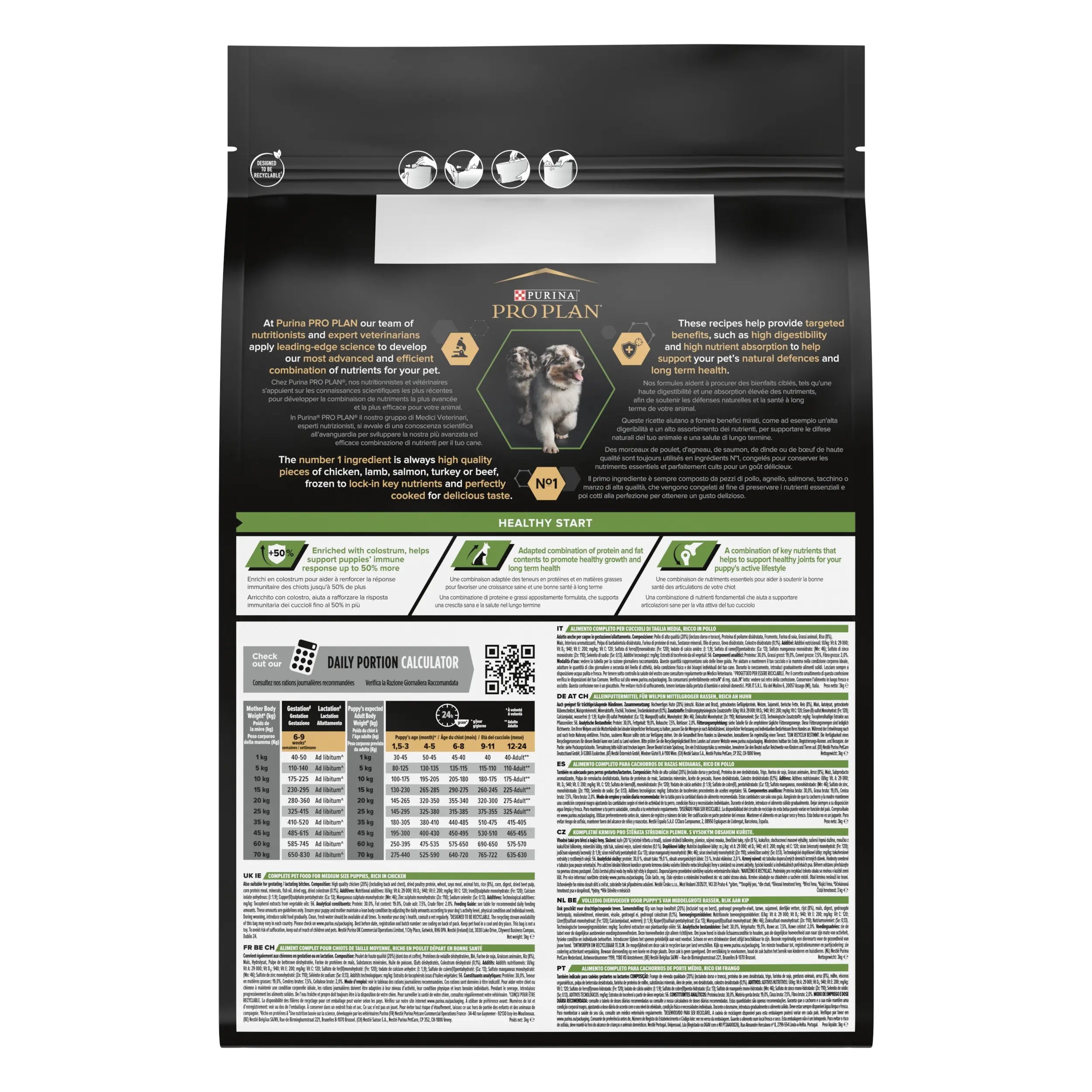 Pro Plan Dog Medium Puppy Start Pollo 3 kg al mejor precio -todoastorenimal.com