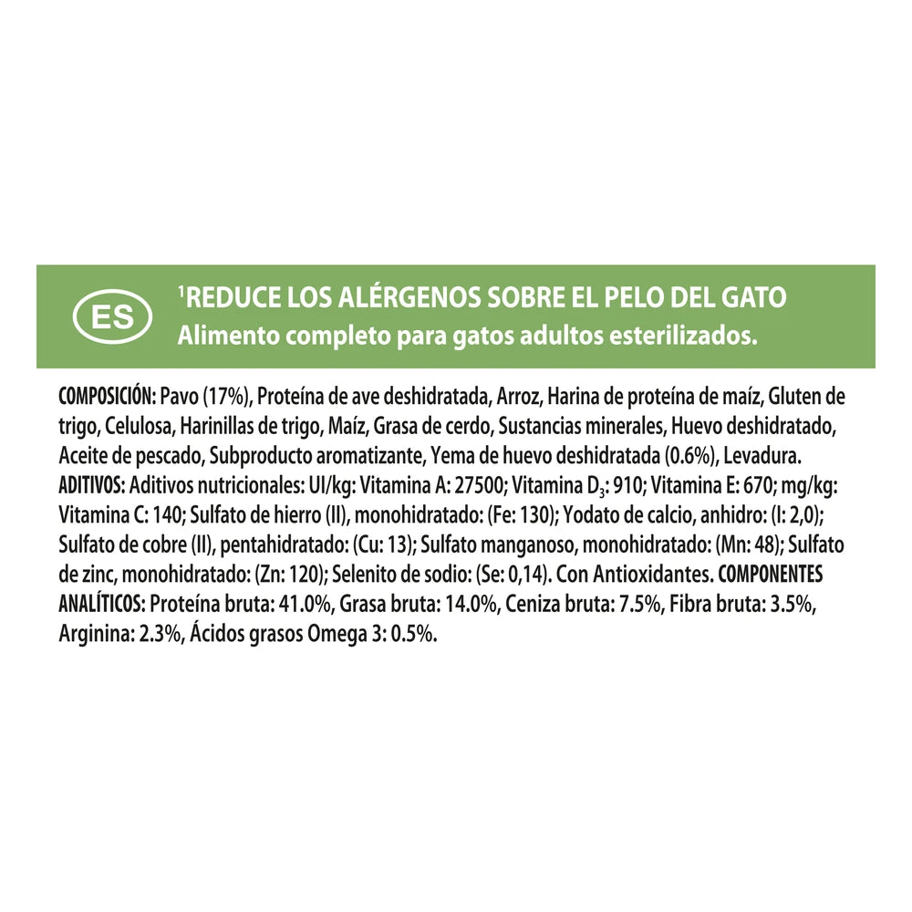 Pro Plan LiveClear Sterilised Adult Pavo Pienso Reduce Alérgenos sobre el Pelo del Gato al mejor precio -todoastorenimal.com