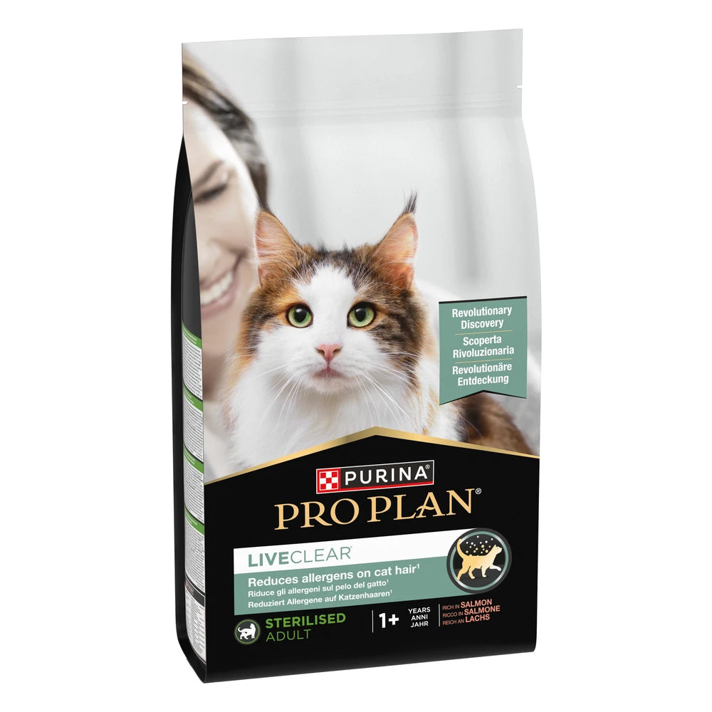 Pro Plan LiveClear Sterilised Adult Salmón Pienso Reduce Alérgenos sobre el Pelo del Gato al mejor precio -todoastorenimal.com