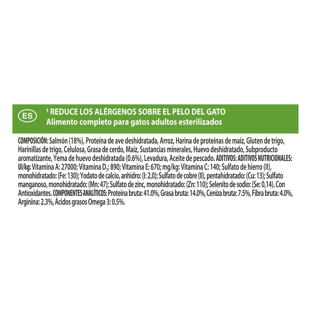 Pro Plan LiveClear Sterilised Adult Salmón Pienso Reduce Alérgenos sobre el Pelo del Gato al mejor precio -todoastorenimal.com