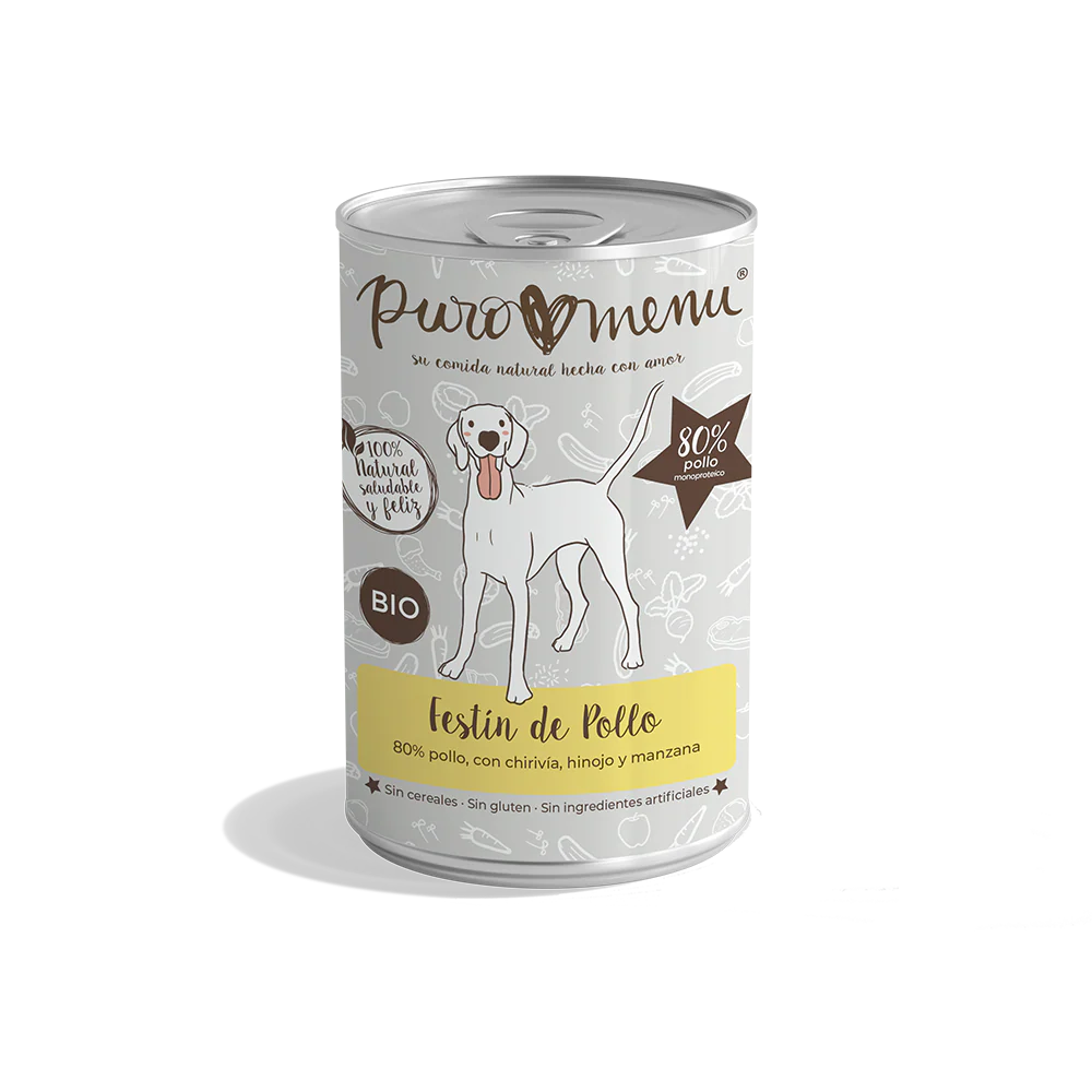 Puro Menú BIO Festín de Pollo Lata Comida Húmeda para Perros al mejor precio -todoastorenimal.com