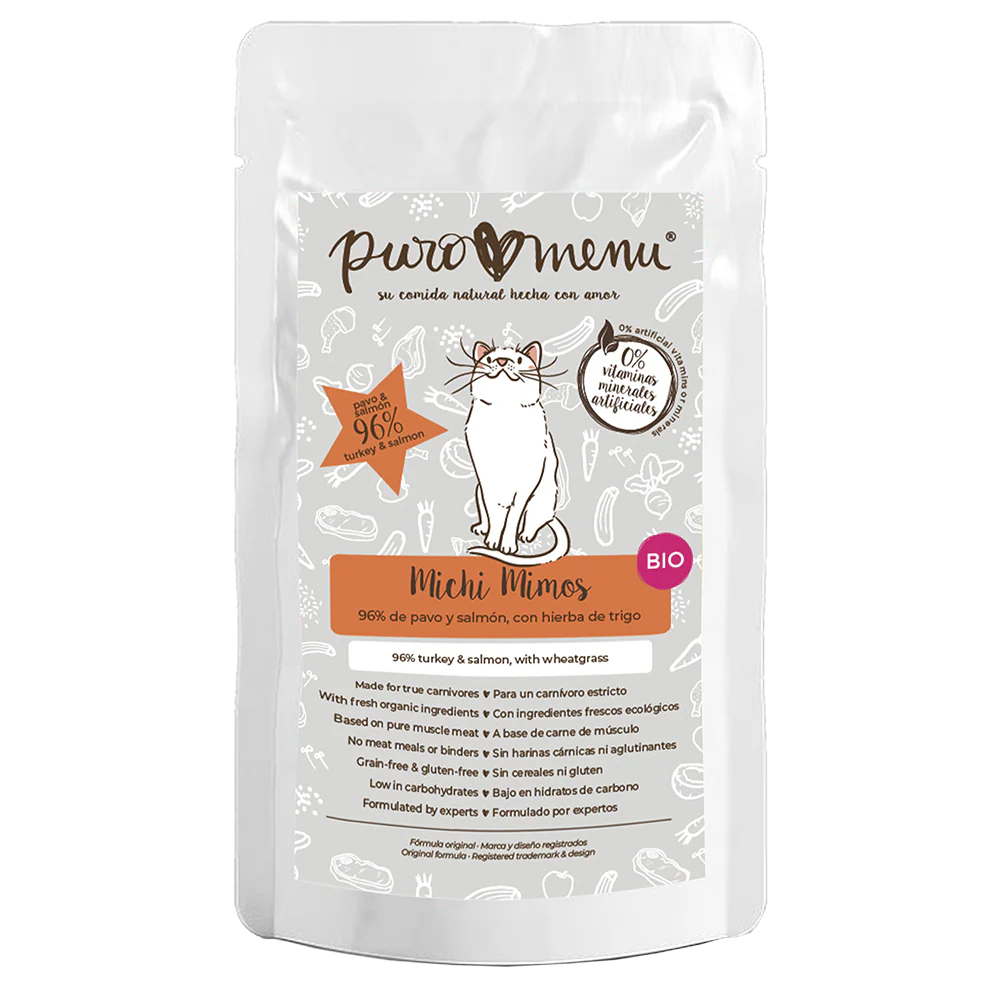 Puro Menú BIO Michi Mimos Comida Húmeda de Pavo y Salmón para Gatos al mejor precio -todoastorenimal.com