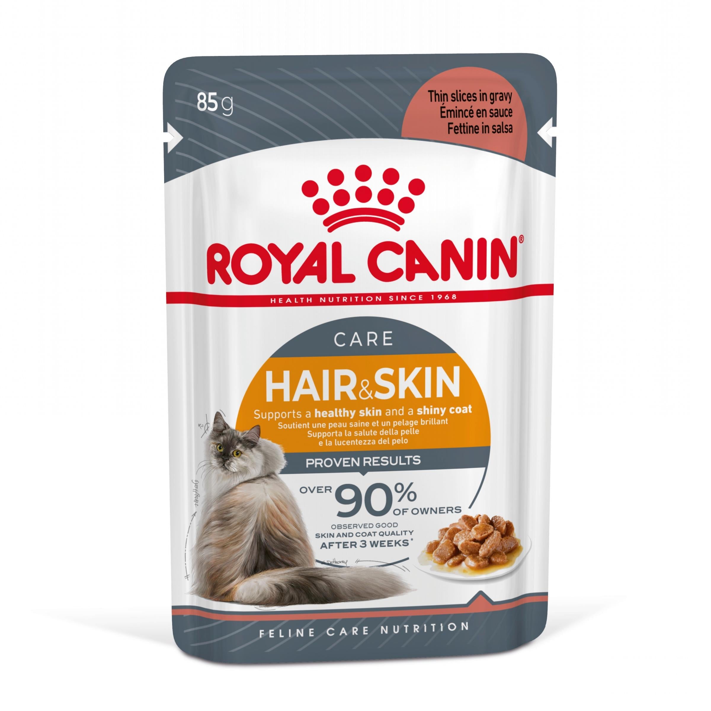 Royal Canin Hair & Skin Care Finas Láminas en Salsa 85 g Húmedo para Gatos al mejor precio -todoastorenimal.com