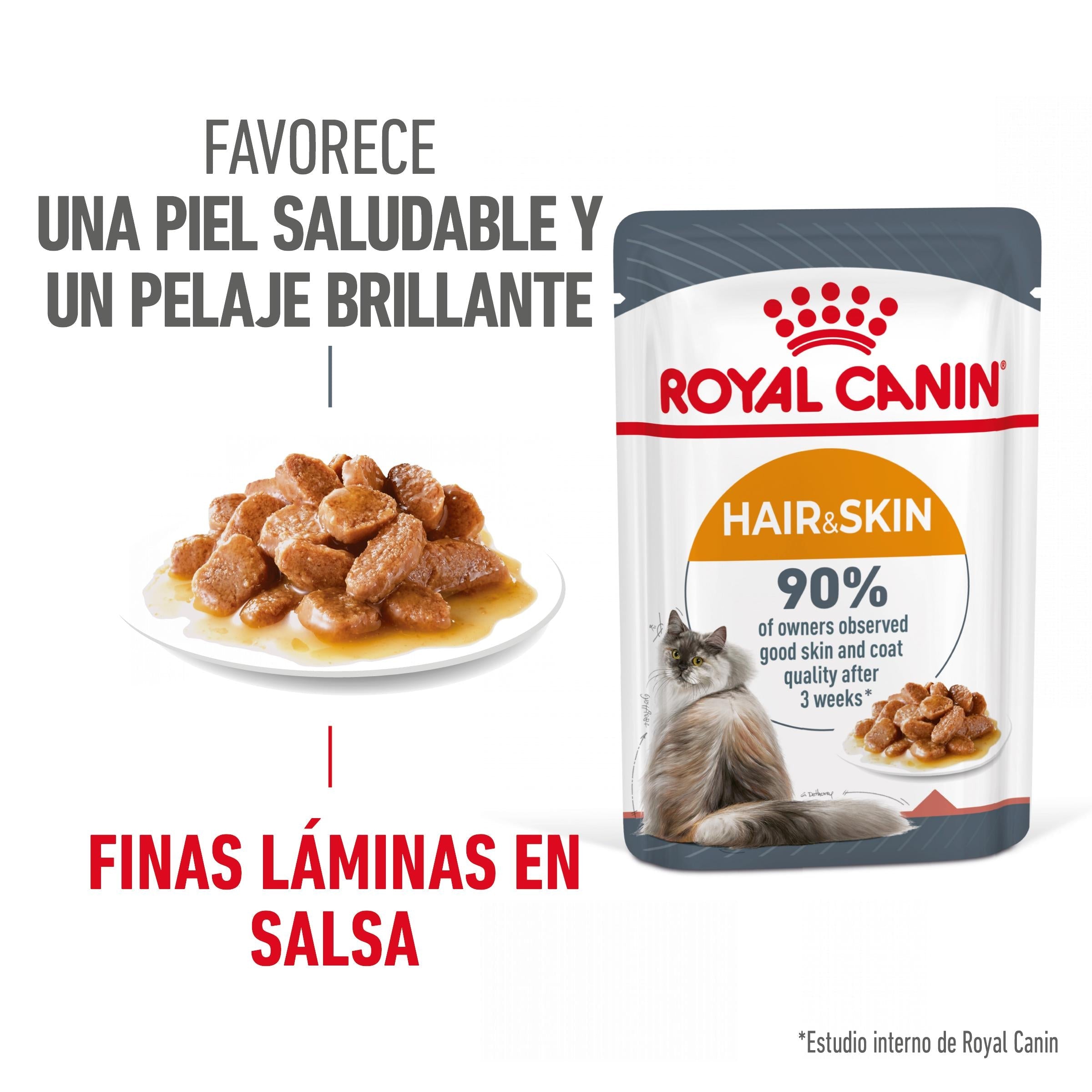 Royal Canin Hair & Skin Care Finas Láminas en Salsa 85 g Húmedo para Gatos al mejor precio -todoastorenimal.com