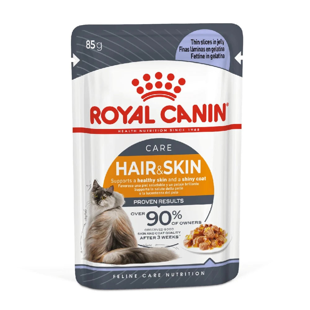 Royal Canin Hair & Skin Finas Láminas en Gelatina 85 g Comida Húmeda para Gatos al mejor precio -todoastorenimal.com