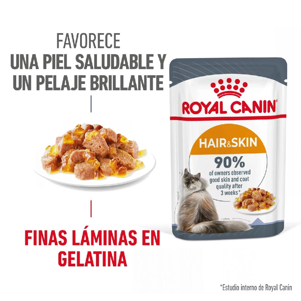 Royal Canin Hair & Skin Finas Láminas en Gelatina 85 g Comida Húmeda para Gatos al mejor precio -todoastorenimal.com