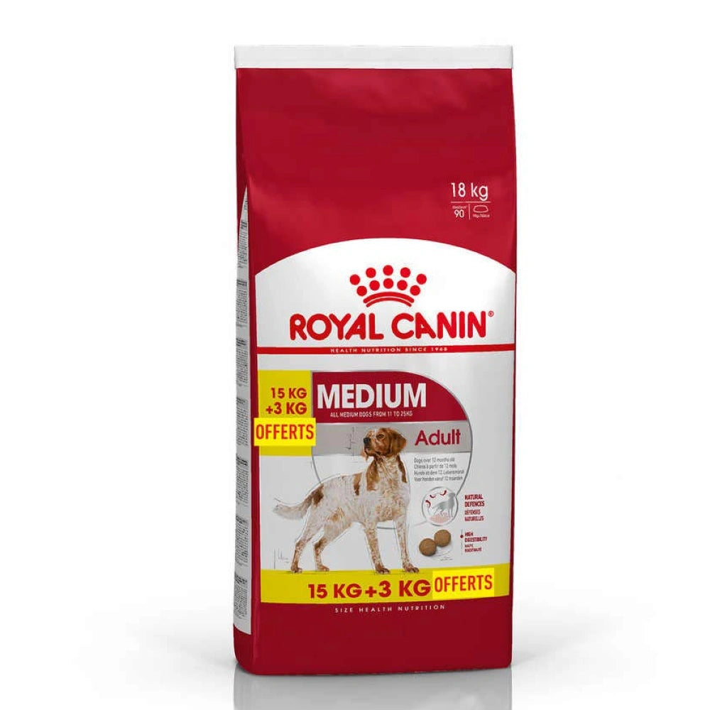 Royal Canin Medium Adult Pienso para Perros 15+3kg al mejor precio -todoastorenimal.com