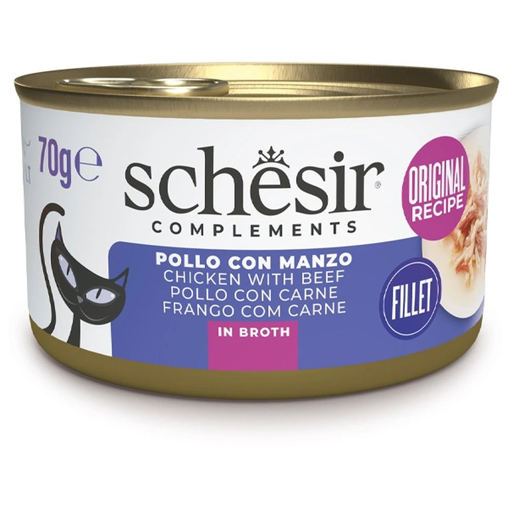 Schesir Lata de Gato Pollo y Buey con Arroz Comida Húmeda para Gatos al mejor precio -todoastorenimal.com
