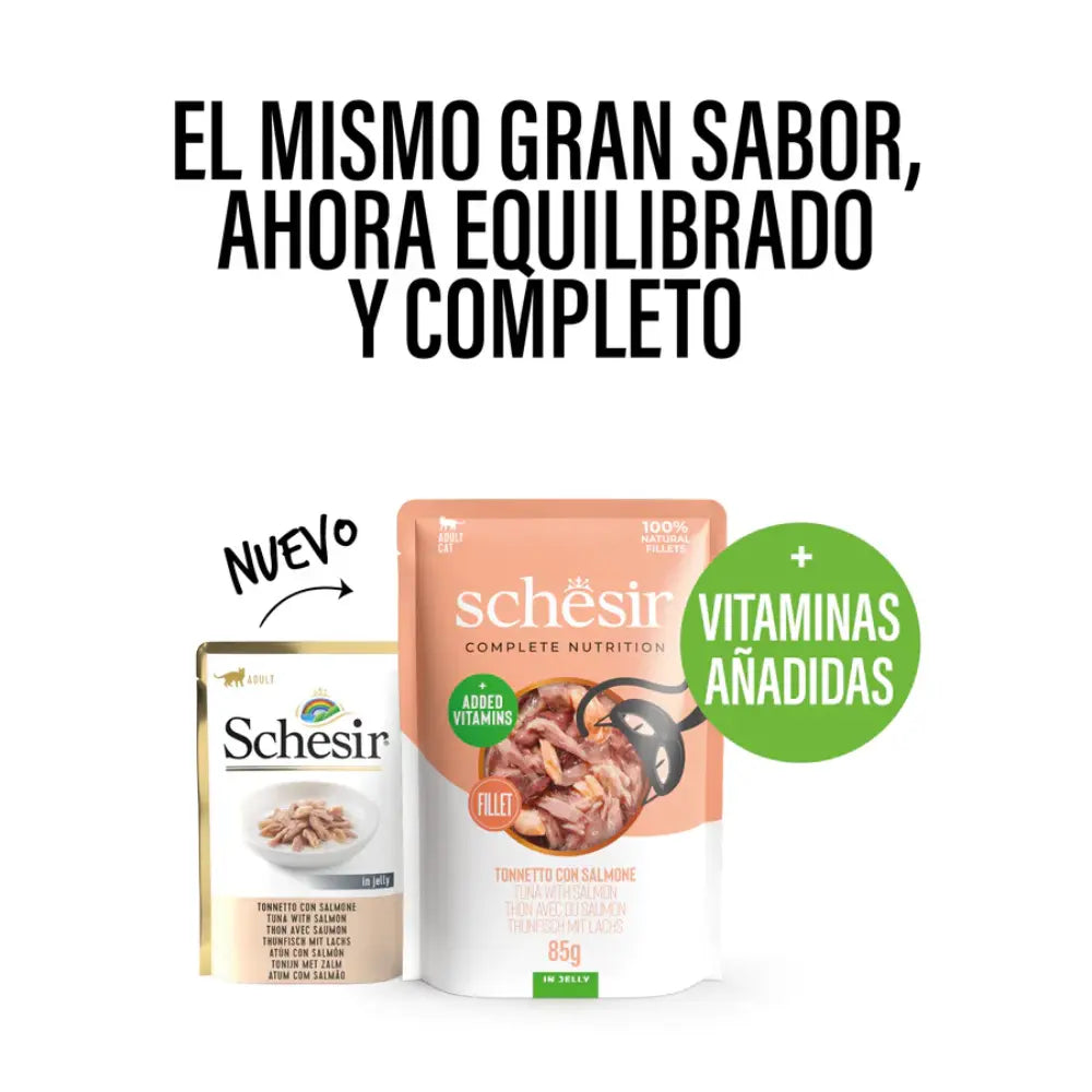 Schesir Sobres Gato 85 g Atún & Salmón al mejor precio -todoastorenimal.com