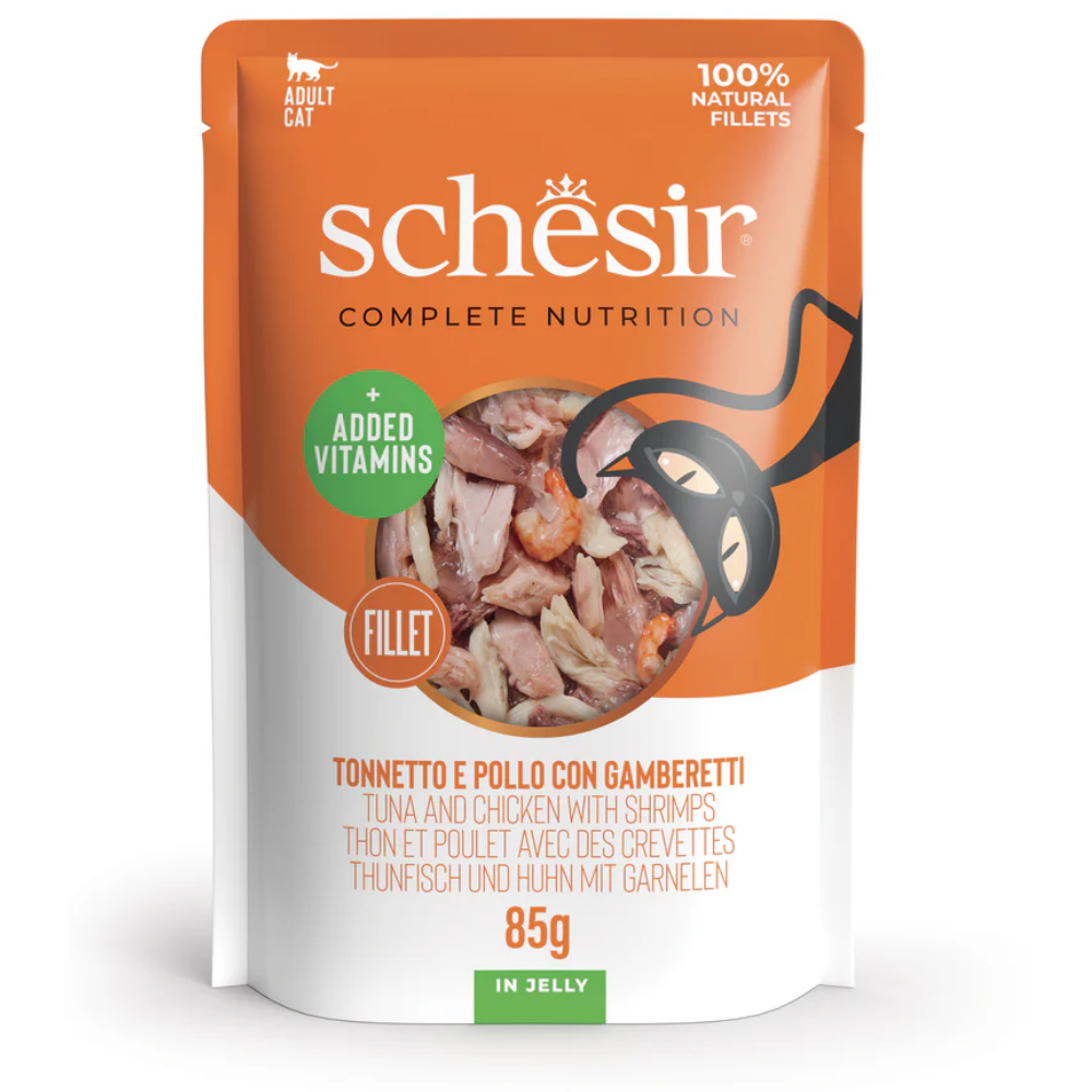 Schesir Sobres Gato 85 g Atún, Pollo y Gambas al mejor precio -todoastorenimal.com