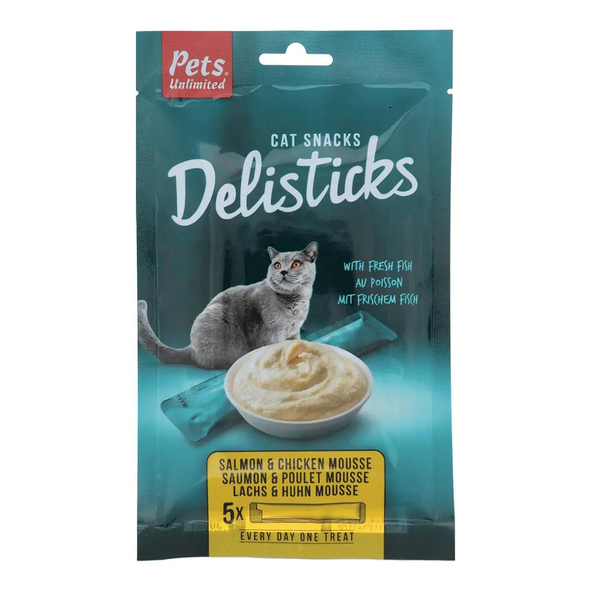Snack Cat Pets Delisticks Salmon & Chicken 5X15Gr - Precios Más Baratos - Todoanimal