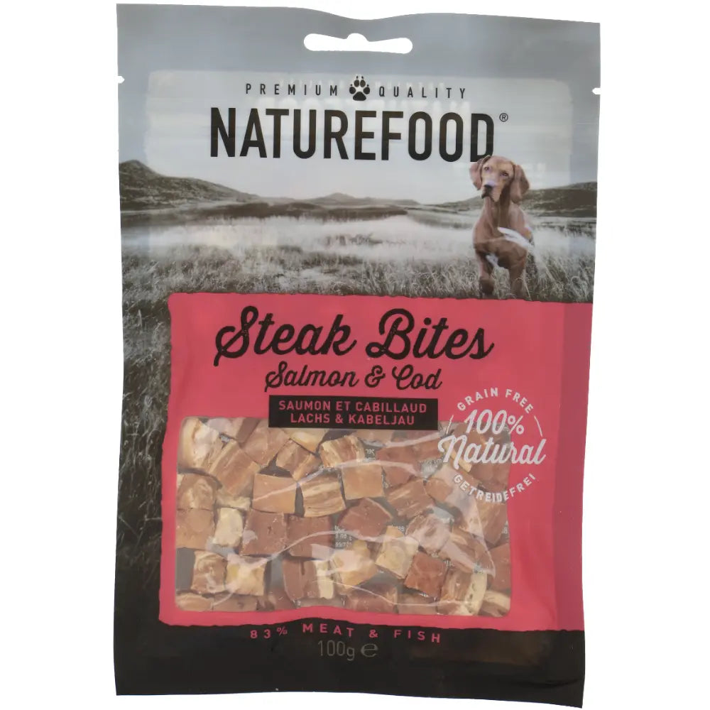 Snack Dog Naturefood Steak Bites Salmón 100 g al mejor precio -todoastorenimal.com