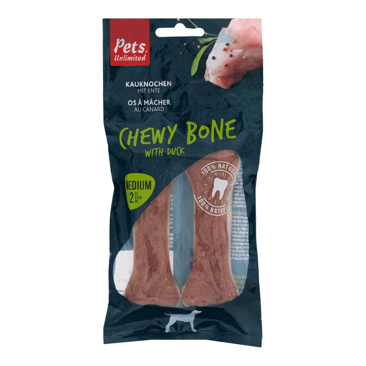 Snack Dog Pets Hueso Masticable Con Pato 90G - Precios Más Baratos - Todoanimal