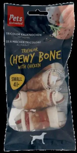 Snack Dog Pets Hueso Masticable Tricolor Con Pollo 80G - Precios Más Baratos - Todoanimal