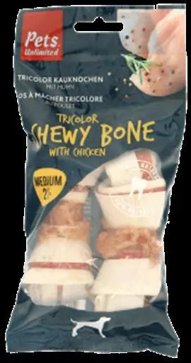 Snack Dog Pets Hueso Masticable Tricolor Con Pollo 90G - Precios Más Baratos - Todoanimal