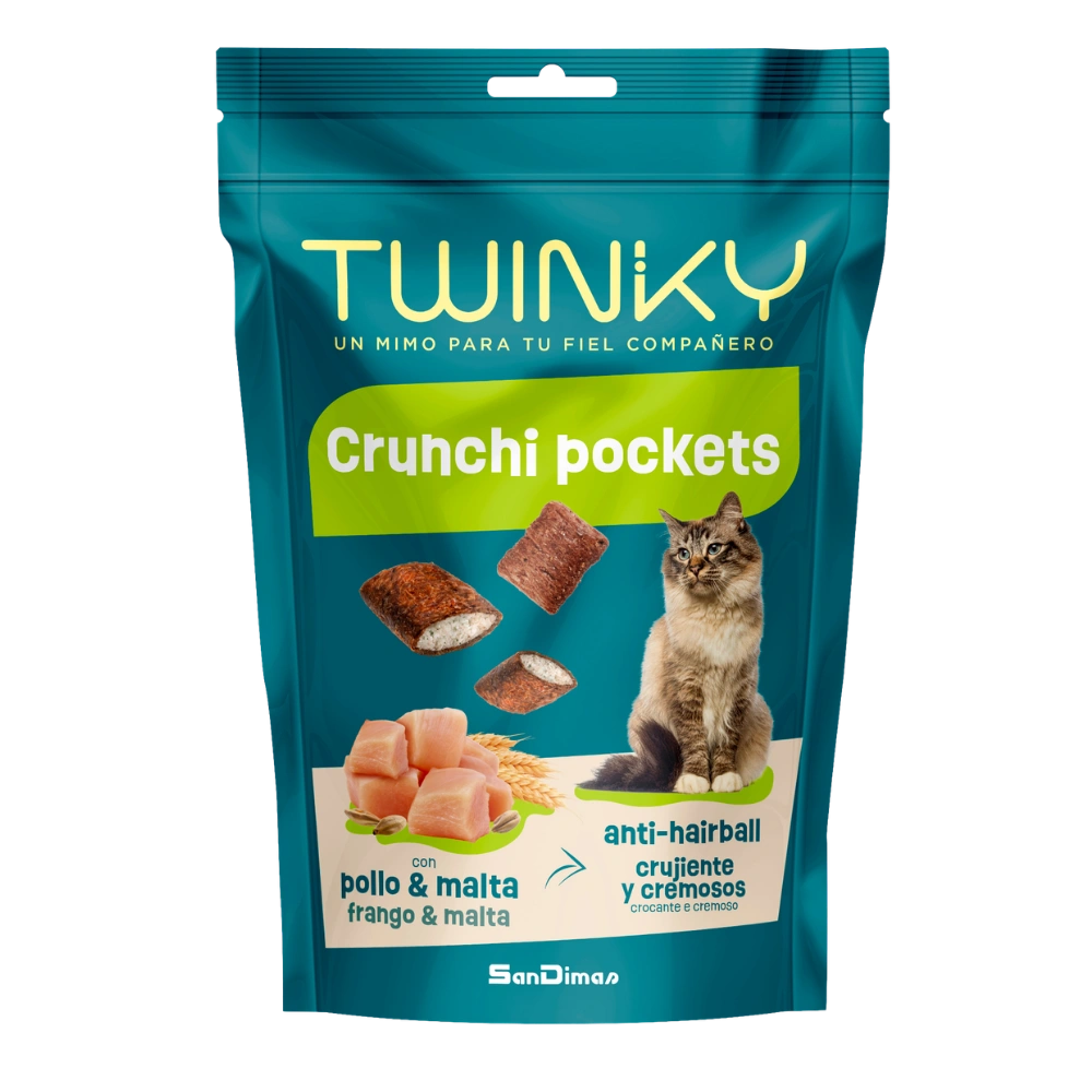 Snack Twinky Cat Crunchi Pockets Pollo y Malta 60 g al mejor precio -todoastorenimal.com